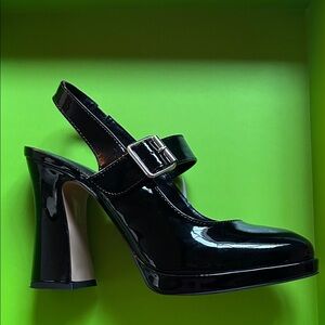 Madden Girl Black Patent Heels with Buckle